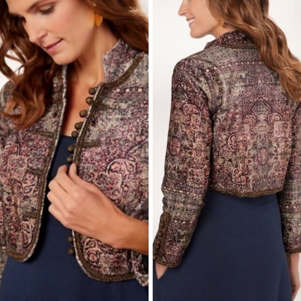 Soft Surroundings NWT Icon Velvet Bolero Urbina Umber Coat Jacket Size Xl - Picture 3 of 10